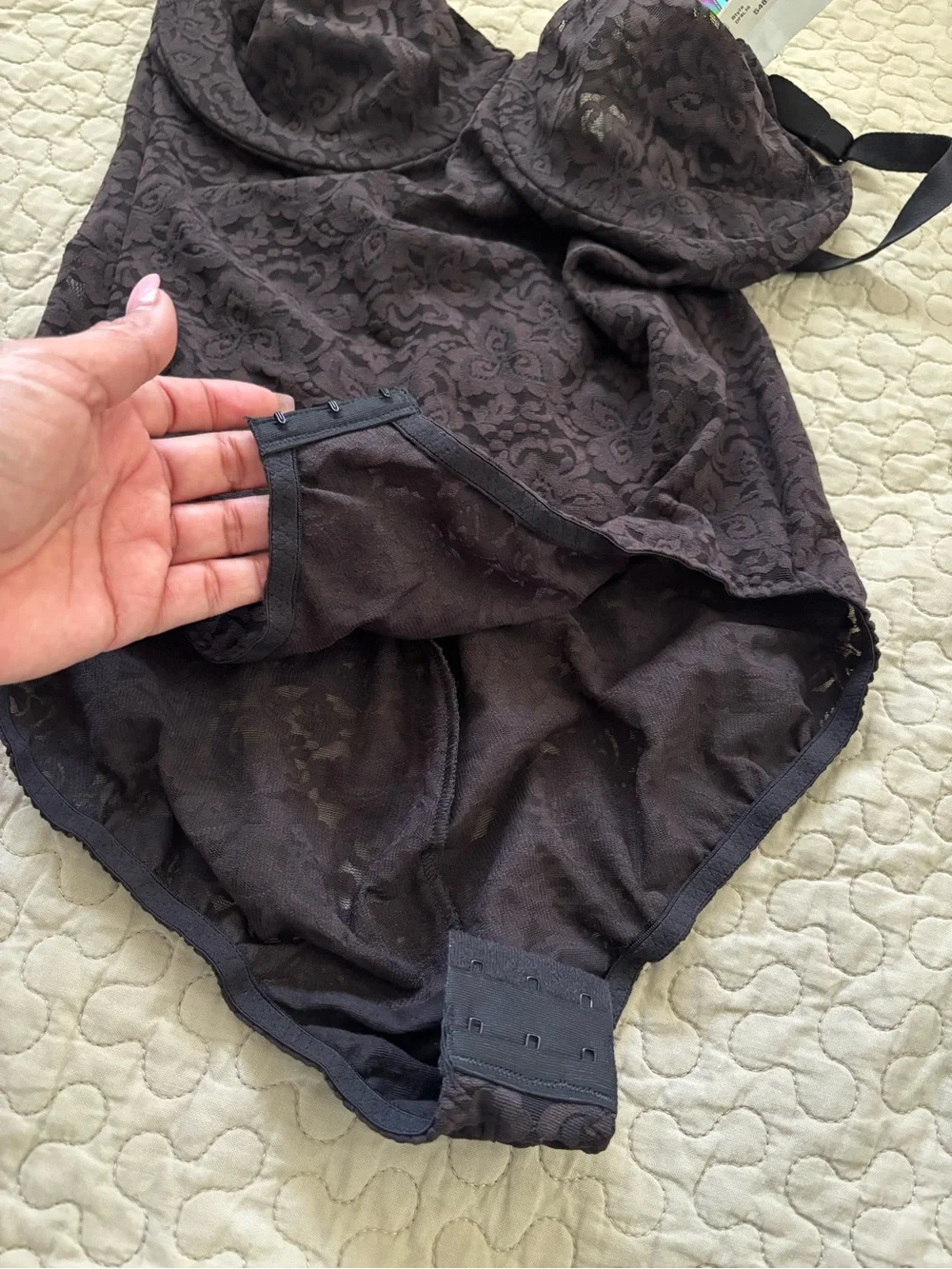 Bali 38C Black Lace Shaping Bodysuit